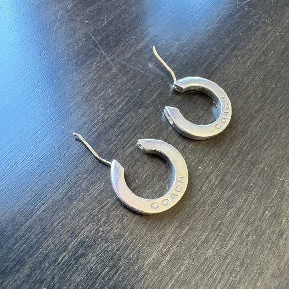 Coach Metallic Silver Hoop Earrings - Picture 1 of 2